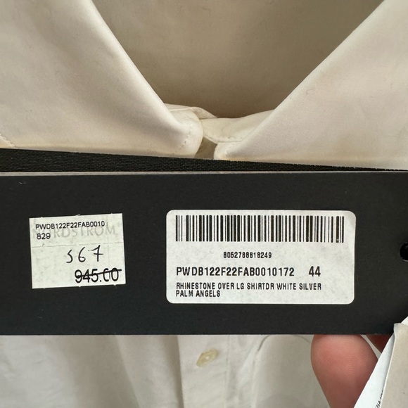 Palm Angels oversized elongated white gemstone back logo button down shirt - Picture 4 of 10